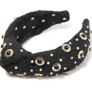 Lele sadoughi Dahlia Eva cabochon knotted headband black